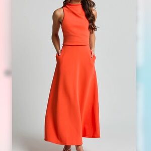 Showpo Orange Macy Midi Dress